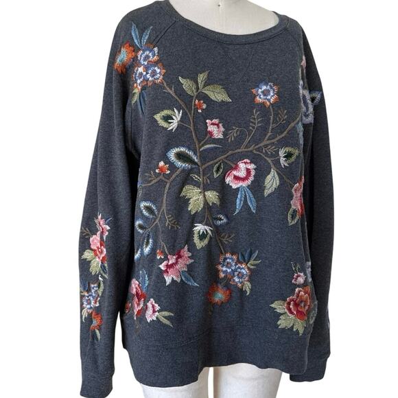 JOHNNY WAS Renata Raglan Sweatshirt Size Small - Picture 1 of 8